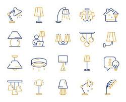 Lamps Line Icons Spotlight Led Table