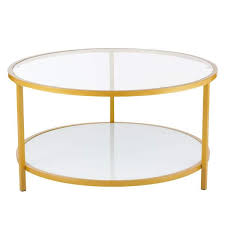 Gold Round Tempered Glass Coffee Table