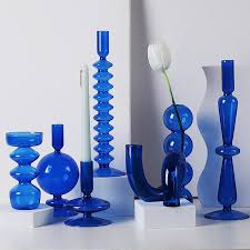 Handmade Blue Glass Candle Holders