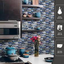 Self Adhesive Blue Marble Wall Tile