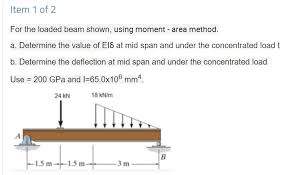 loaded beam shown using moment