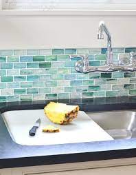 Blue Green Glass Tile Backsplash