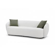 Valerie 90 In W Round Arm Polyester Cabriole Rectangle Sofa In White