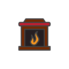 Fireplace Filled Outline Icon Line