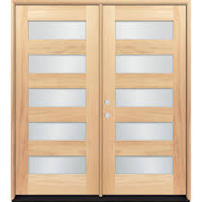 Modern 5 Lite Unfinished Mahogany Wood