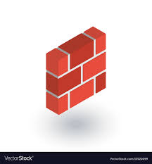 Brick Wall Isometric Flat Icon 3d