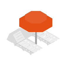 Beach Chairs Icon In Isometric 3d Style