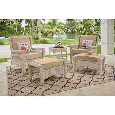 Off White Wicker Outdoor Patio Ottoman