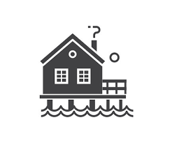 Seaside Stilt House Icon In Outline
