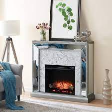 Faux Marble Electric Fireplace