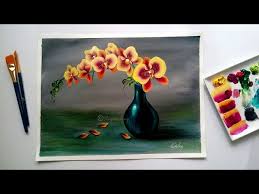 Orchid Flower Vase Painting Tutorial