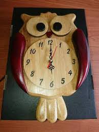Wooden Owl Shape Wall Clock Vintage