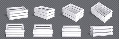 Free Vector White Wooden Crate Box 3d