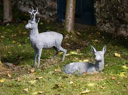 Lead Deer Garden Statues Pair New