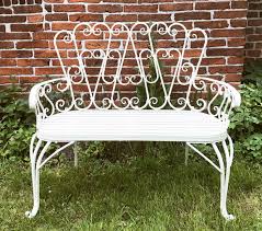 Small White Metal Garden Bench