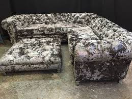 Crushed Velvet Corner Chesterfield Sofa
