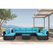 Pe Rattan Wicker Patio Conversation Set