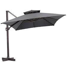 13 Ft X 10 Ft Double Top Rectangle Cantilever Patio Umbrella In Dark Gray