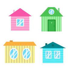 Set Of Colorful Cute Cartoon Houses