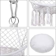 Y Stop Hammock Chair Macrame Swing Max 330 Lbs Hanging Cotton Rope Hammock Swing Chair For Indoor And Outdoor Use White
