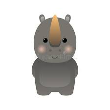 Cartoon Funny Cute Rhinoceros Isolated