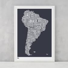 Map Screen Print South America Wall Art