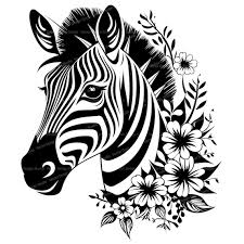 Cute Zebra With Flowers Svg Png Files