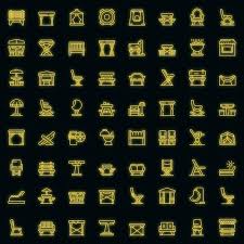 Outdoor Furniture Icons Set Outline