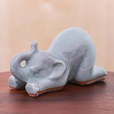 Hand Made Ceramic Elephant Yoga