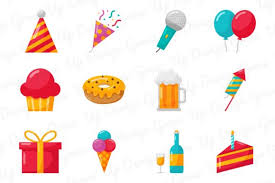 Happy Birthday Party Icons Set Graphic
