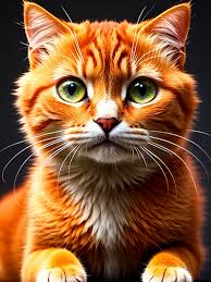 Cute Cat Icon With Orange Fur With