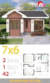 Design 7x6 With 2 Bedrooms Gable Roof