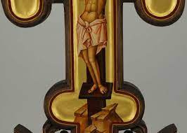 Hand Painted Carved Crucifix Icon