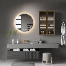 Black Modern Bathroom Mirror With Side
