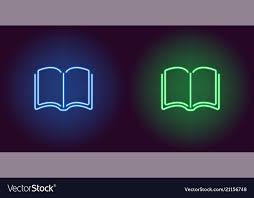 Neon Icon Of Blue And Green Book