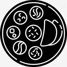 Indian Thali Black Glyph Icon Plate
