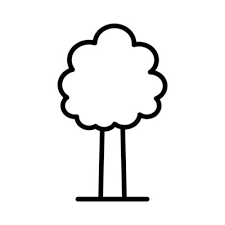 Line Art Tree Icon In Flat Style