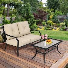 Cushioned Patio Bench Sofa