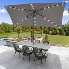 Gray Solar Lighted Patio Umbrellas