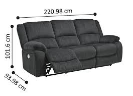 Manual Recliner Fabric Sofa Black
