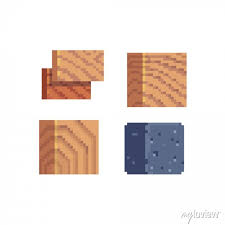 Wooden Block And Cement Pixel Art Icon