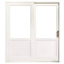 72 In X 80 In Right Hand Low E White Finished Composite Shaker Gliding Double Prehung Patio Door With Nickel Handle