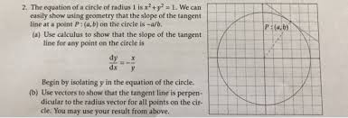 2 The Equation Of A Circle Of Radius 1