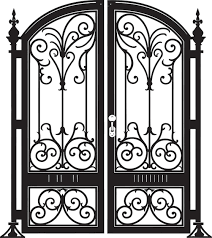 Antique Bi Fold Iron Door Black Emblem