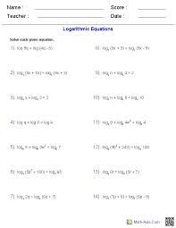 Algebra 2 Worksheets Exponential And