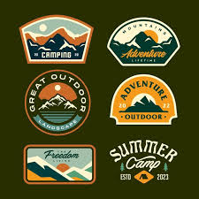 Vector Mountain Adventure Badges Set