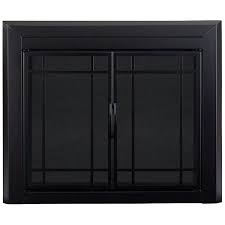 Pleasant Hearth Easton Black Fireplace Glass Firescreen Doors Medium