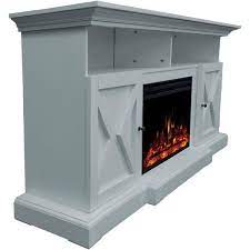 Cambridge 62 In Summit Farmhouse Style Electric Fireplace Mantel With Deep Log Insert Slate Blue