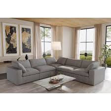 120 In Linen Square Arm 4 Piece Free Combination Modular Sectional Sofa In Light Gray
