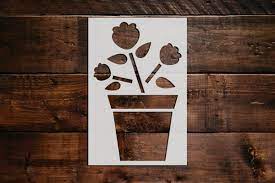 Flower Pot Stencil Art And Wall